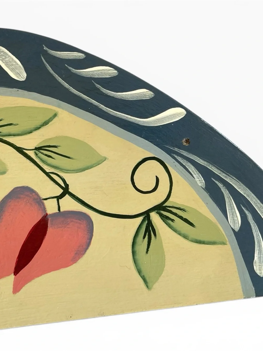 Vintage Folk Art Hand Painted Wooden Door Topper Angels Hearts Cottagecore